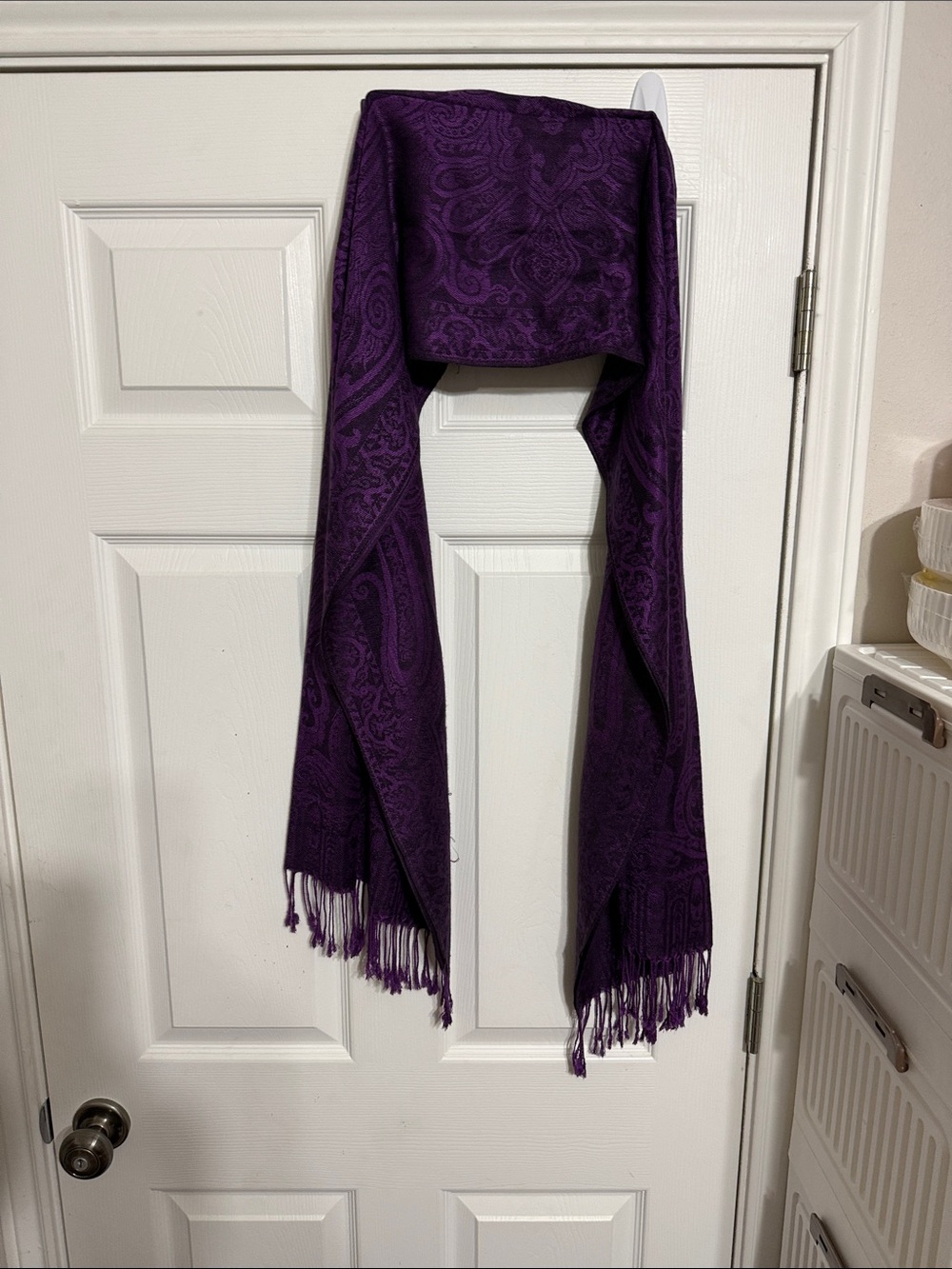 Source Unknown Purple Paisley Fringe Scarf Wrap